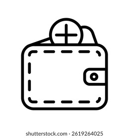 Add Wallet Vector outline icon. Eps10 file 