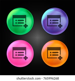 Add web page crystal ball design icon in green - blue - pink and orange.