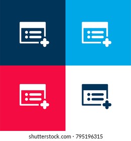 Add web page four color material and minimal icon logo set in red and blue