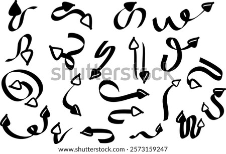 Add a whimsical touch to your designs with this collection of hand-drawn doodle arrows