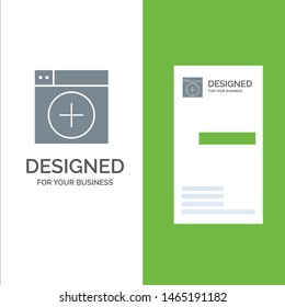 Add, Window, New, Graphics, App Grey Logo Design and Business Card Template. Vector Icon Template background