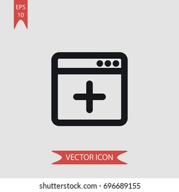 Add window vector icon, illustration symbol