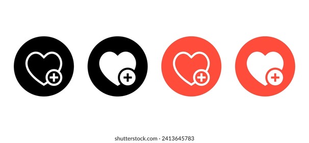 Add to wishlist icon vector on circle background. Love with plus symbol
