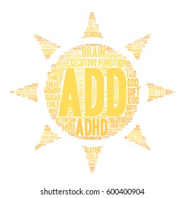 ADD word cloud on a white background. 