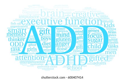 ADD word cloud on a white background. 