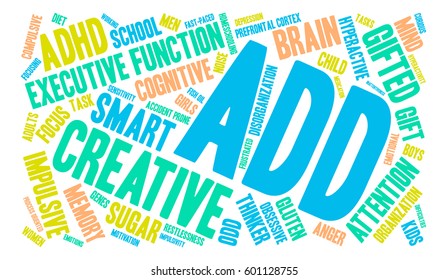 ADD word cloud on a white background. 