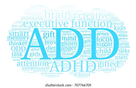 ADD word cloud on a white background. 