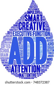 ADD word cloud on a white background.  