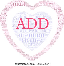 ADD word cloud on a white background. 