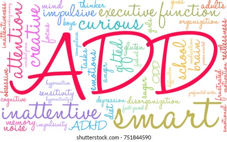 ADD word cloud on a white background. 