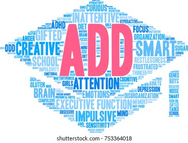 ADD word cloud on a white background. 