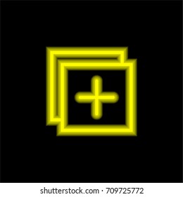 Add yellow glowing neon ui ux icon. Glowing sign logo vector