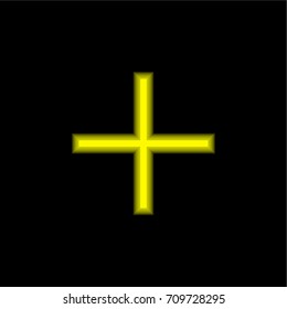 Add yellow glowing neon ui ux icon. Glowing sign logo vector