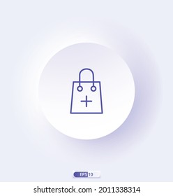 add_bag icon. e-commerce icons. Сollection of web icons for online store, such as discounts, delivery, contacts, payment, app store, shopping cart. 