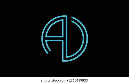 Monograma con el logotipo de las letras abstractas AD, DA