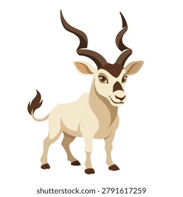 Addax Antelope Clipart Flat Vector Logo Icon Illustration