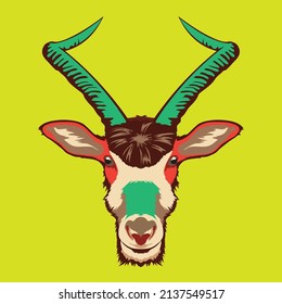 Addax face vector illustration in cute cartoon style, perfect for kids tshirt design and mascot logo