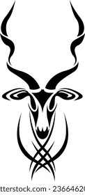 Addax head tattoo, tattoo illustration, vector on a white background.