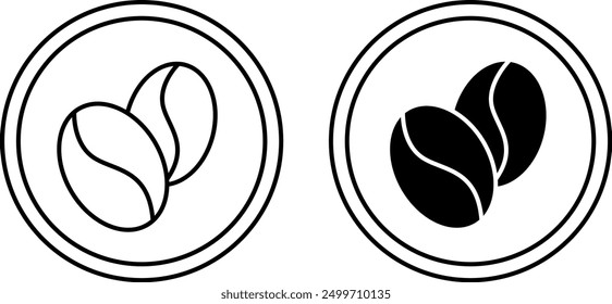 Added Caffeine Icons. Black and White Vector Icons. Coffee Beans. Label for Medicine and Food Packaging