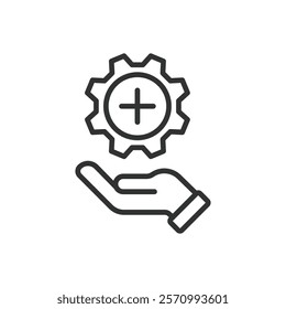 Added, icon in line design. Adding, included, inserted, added item, new content, inserted data, added file on white background vector. Added editable stroke icon