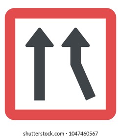 Added lane sign flat vector icon 