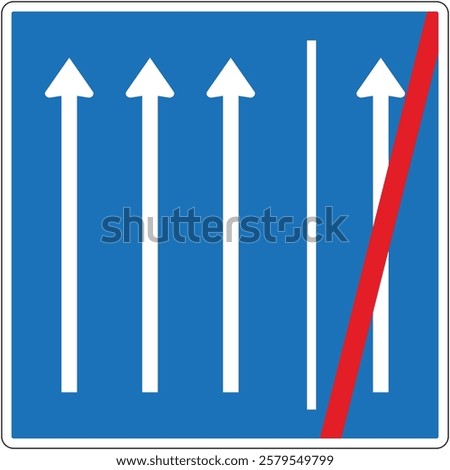 Added lane traffic sign shows lane ending merging traffic road sign.