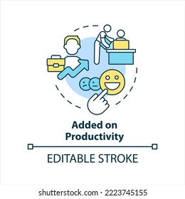 Added on productivity concept icon. Positive employee employer relationship abstract idea thin line illustration. Isolated outline drawing. Editable stroke. Arial, Myriad Pro-Bold fonts used