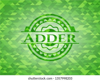 Adder green emblem with mosaic ecological style background