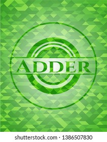 Adder green emblem with mosaic ecological style background. Vector Illustration. Detailed.