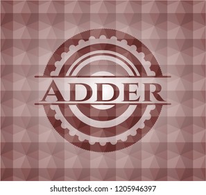 Adder red badge with geometric pattern. Seamless.