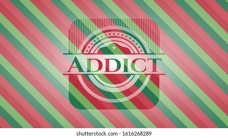 Addict christmas style emblem. Vector Illustration. Detailed.