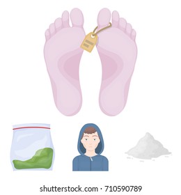 Addict, cocaine, marijuana, corpse.Drug set collection icons in cartoon style vector symbol stock illustration web.