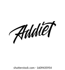 Addict Lettering black and white design logotype, simple