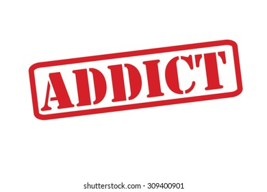ADDICT red Rubber Stamp vector over a white background.