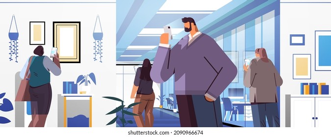 addicted businesspeople using digital gadgets business people active in social networks digital addiction concept