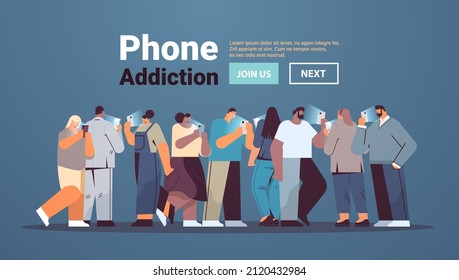 addicted businesspeople using digital gadgets business people active in social networks digital addiction concept
