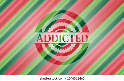 Addicted christmas emblem background. Vector Illustration. Detailed.