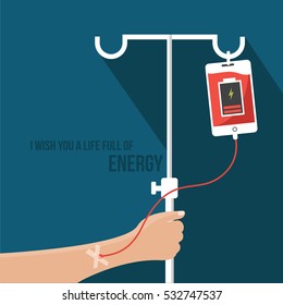 addicted to Smart phone illustration isolated in a blue background