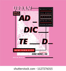 addicted typography t shirt design, vector illustration new product