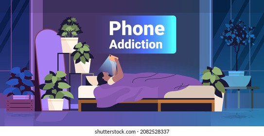 addicted woman using digital gadget girl active in social networks digital addiction concept living room interior