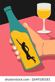 Addiction alcohol drink art illustration