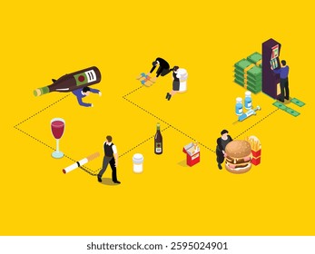Addiction and Bad Habits 3d flat vector illustrations