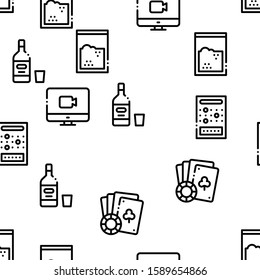 Addiction Bad Habits Seamless Pattern Vector Thin Line. Illustrations