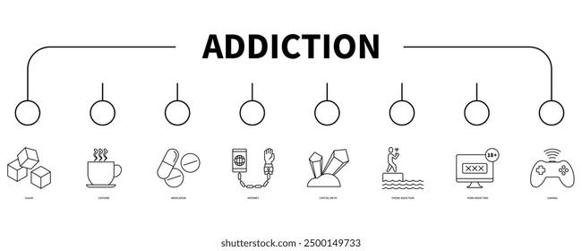 addiction banner web icon vector illustration concept