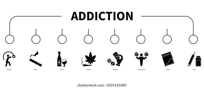 addiction banner web icon vector illustration concept