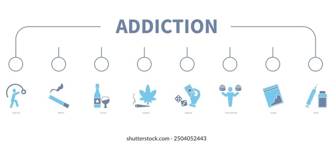 addiction banner web icon vector illustration concept