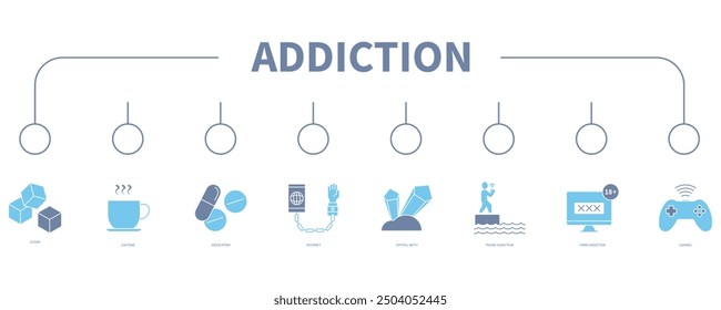 addiction banner web icon vector illustration concept