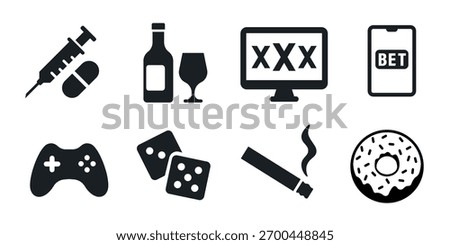Addiction icon. Bad habits icon set