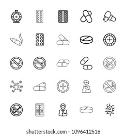 Addiction icon. collection of 25 addiction outline icons such as no smoking, roulette, casino boy, pill, virus and pills. editable addiction icons for web and mobile.