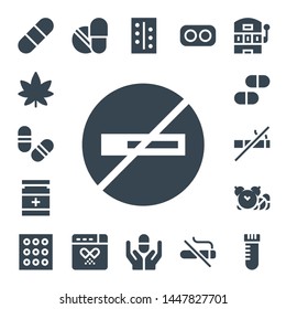 addiction icon set. 17 filled addiction icons.  Collection Of - Pill, Marijuana, Pills, No smoking, Drug, Drugs, Slot machine, Vial